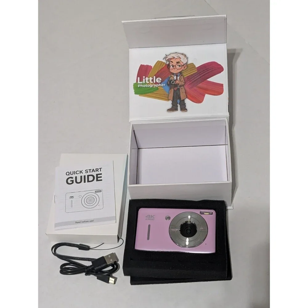 4K Digital Pocket Camera Pink Vlog Vlogging Point And Shoot Complete Box SD Card